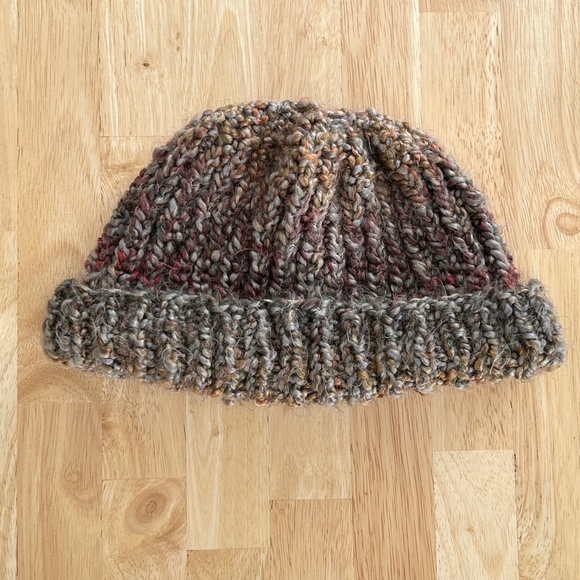 Hand Knit Earth Toned Gradient Knit Beanie Hat - Picture 3 of 4